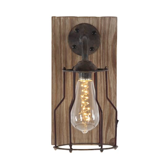 11&#x22; Brown Iron Industrial LED Wall Sconce